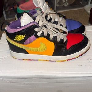 Jordan Kids Sneakers in Red, Orange, Purple, and Black